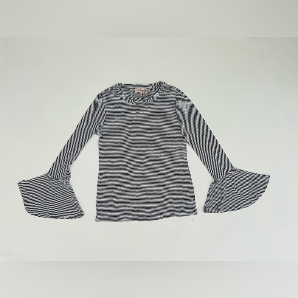 Philosophy Striped Long Bell Sleeve Top Women's Size Small
